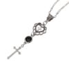 Wholesale Cross-border new cross necklace pendant, agate, black, stone, heart-shaped, factory