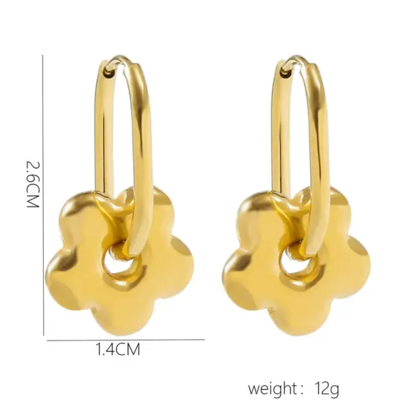 PVD Coated 18K Gold Plated Flower 304 Stainless Steel Sweet Simple Style Waterproof Non Tarnish Drop Earrings