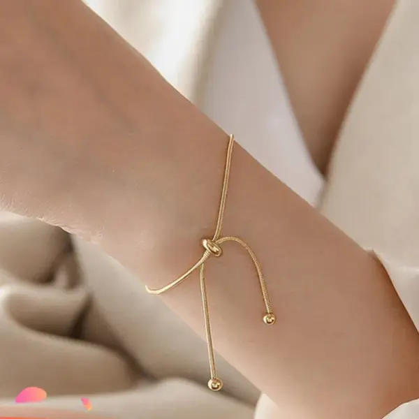Real Gold Plated Solid Color 304 Stainless Steel Simple Style Waterproof Non Tarnish Bracelets