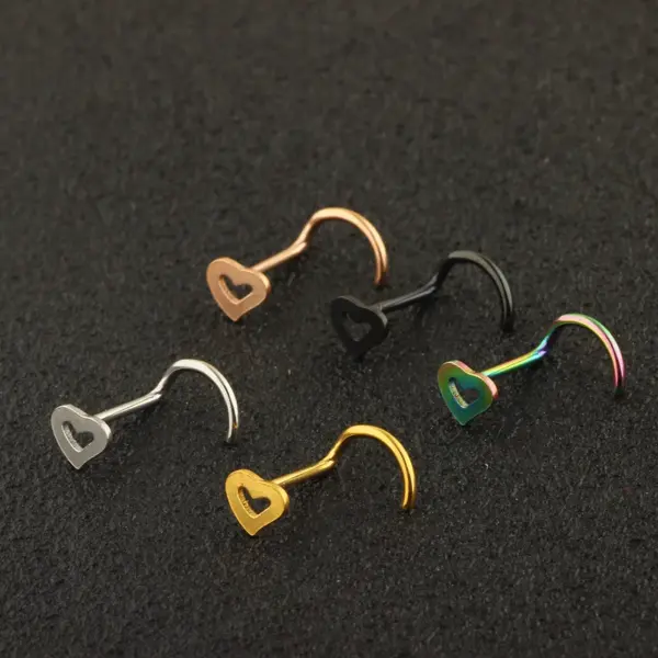 1 Piece Nose Rings & Studs Fashion Heart Shape Metal