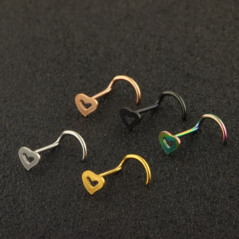 Wholesale 1 Piece Nose Rings & Studs Fashion Heart Shape Metal