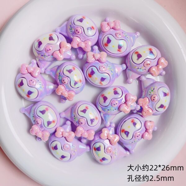 Wholesale High-quality uv color-plated cartoon resin Sanrio straight hole beaded diy mobile phone chain keychain material jewelry accessories