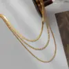 PVD Coated Real Gold Plated 18K Gold Solid Color 304 Stainless Steel Vintage Style Waterproof Non Tarnish 304 Stainless Steel Layered Necklaces