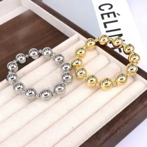 Vintage Style Simple Style Round Copper Beaded Plating 18k Gold Plated Bracelets