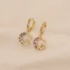 Wholesale Ion Plating (IP) Real Gold Plated Rainbow Moon Cherry 304 Stainless Steel Retro Classic Style Waterproof Non Tarnish Charm Sleeper Hoop Earrings Drop