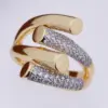 Copper 18K Gold Plated Inlay Lines Zircon Open Rings