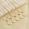 Wholesale Fashion Letter Stainless Steel Titanium Steel Plating Inlay Shell Pendant Necklace 1 Piece