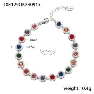 Txe129-Steel Mixed Color Zircon Bracelet
