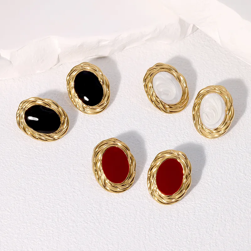 Wholesale 304 Stainless Steel Geometric PVD Coated 18K Real Gold Plated 18K Gold Retro French Style Simple Style Waterproof Non Tarnish Plating Ear St