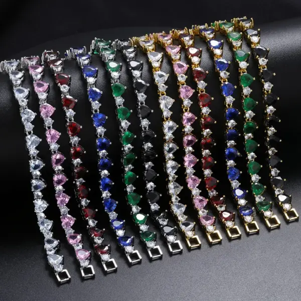 Wholesale Simple Style Heart Shape Copper Plating Zircon Bracelets 1 Piece