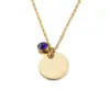 Wholesale Mirror Finish Stainless Steel Pendant Necklace Simple Personalized Round Disc Birthstone Charm Jewelry Accessory