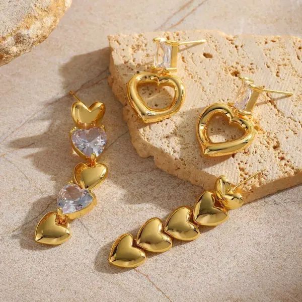 Wholesale 1 Pair Casual Luxurious Artistic Heart Shape Inlay 304 Stainless Steel Zircon Ear Studs