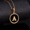 Wholesale Jewelry Fashion Round Letter 304 Stainless Steel Shell 18K Gold Plated Gold Plated Stainless Steel Necklaces