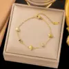 Real Gold Plated 304 Stainless Steel PVD Coated Shell Zircon Heart Shape Waterproof Non Tarnish Bracelets Necklace