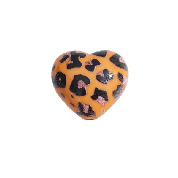 Wholesale 10pcs DIY Jewelry Accessories Wholesale Heart Leopard Print Peach Beads