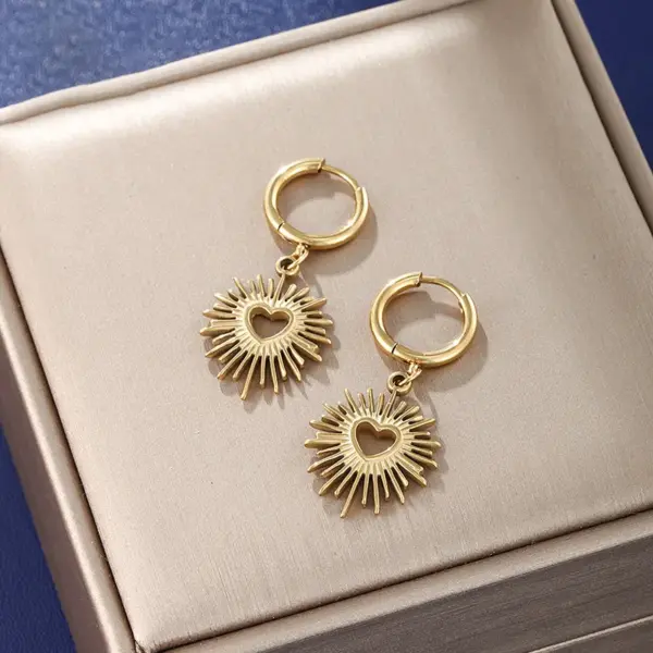 Wholesale 1 Pair XUPING Simple Style Heart Shape Irregular Plating 304 Stainless Steel 18K Gold Plated Drop Earrings