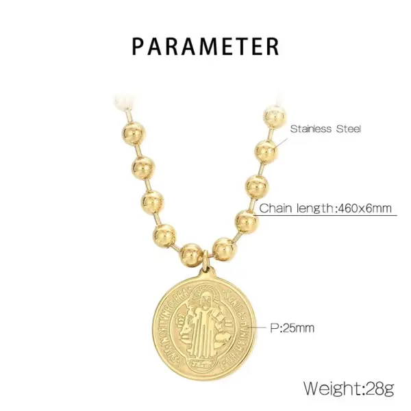 PVD Coated 18K Gold Plated Human Round Stainless Steel Titanium Steel Simple Style Waterproof Non Tarnish Bracelets Necklace