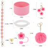 Wholesale Little Daisy Stanley Cup Decorative Straw Cap Cup Set Cup Chain Color Flower Key Pendant Fluffy Ball Pendant