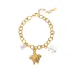 Wholesale 304 Stainless Steel Star Turtle Red Heart Vacuum Plating Zircon 18K Gold Plated Simple Style Twisted Rope Chain Belcher Chain Lobster Trigger Clasp Closure Multi Charms Bracelet Bracelets