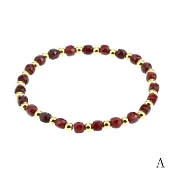 Wholesale Vintage Style Geometric Natural Stone Elastic String Golden Balls Woven Chain Bracelets In Bulk