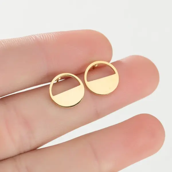 PVD Coated 18K Gold Real Gold Plated Geometric 304 Stainless Steel Simple Style Waterproof Non Tarnish Ear Studs