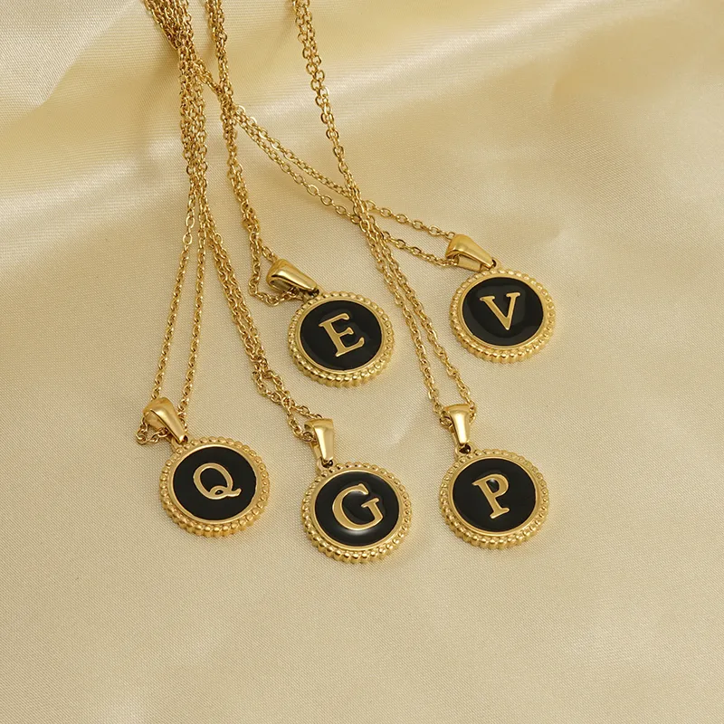 Wholesale PVD Coated Letter Stainless Steel Fashion Waterproof Non Tarnish 304 Stainless Steel Lobster Trier Clasp Closure Pendant Necklace