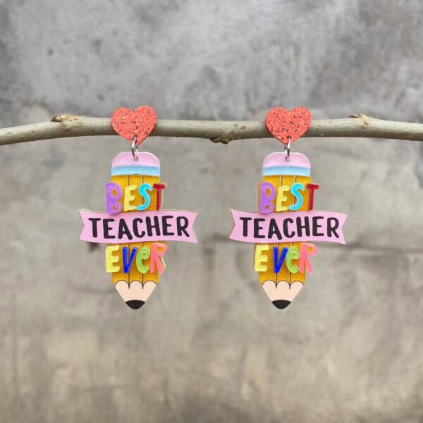Wholesale Cross-border Acrylic Teachers' Day Graduation Season Opening Season Pencil Color English Letter Holiday Gift Earrings