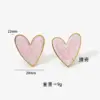 Wholesale 316 Stainless Steel Heart Shape PVD Coated Stone-Free Real Gold Plated Simple Style Classic Style Waterproof Non Tarnish White Pink Red Earrings Necklace