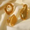 Wholesale Jewelry Simple Style Artistic Irregular Geometric 304 Stainless Steel 18K Gold Plated Plating Open Rings