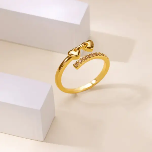 Women's Heart-shaped Open Ring Daily Matching Hand Jewelry