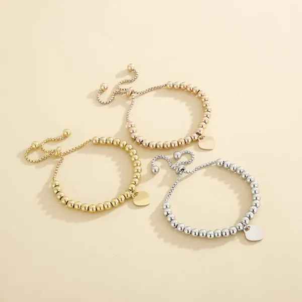 Wholesale PVD Coated 18K Gold Plated Heart Titanium Steel Fashion Waterproof Non Tarnish Bracelets