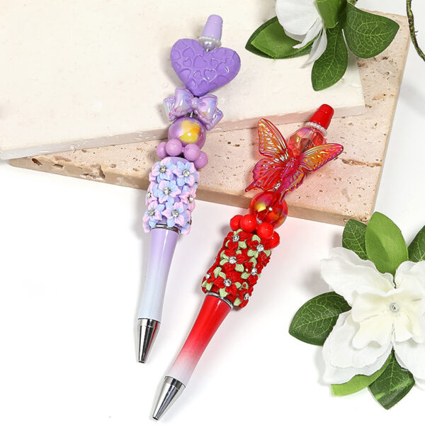 Wholesale Heavy Industry DIY Beadable Pen Camellia Resin Rose Bead Pen