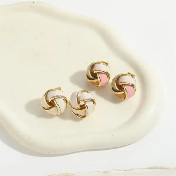 Wholesale 1 Pair Elegant Round Copper 14K Gold Plated Ear Studs