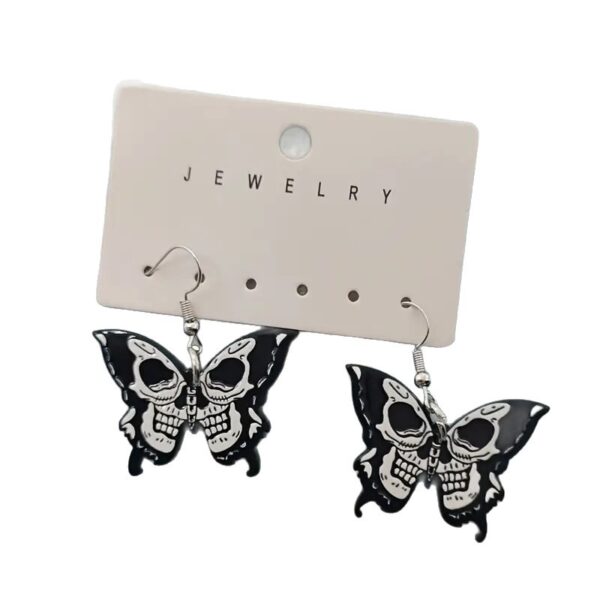 oly-a64994ca075428cbc29488ee7237a6a7 Wholesale y Skull Butterfly Earrings, Flat Acrylic, Creative Personalized Skull Earrings