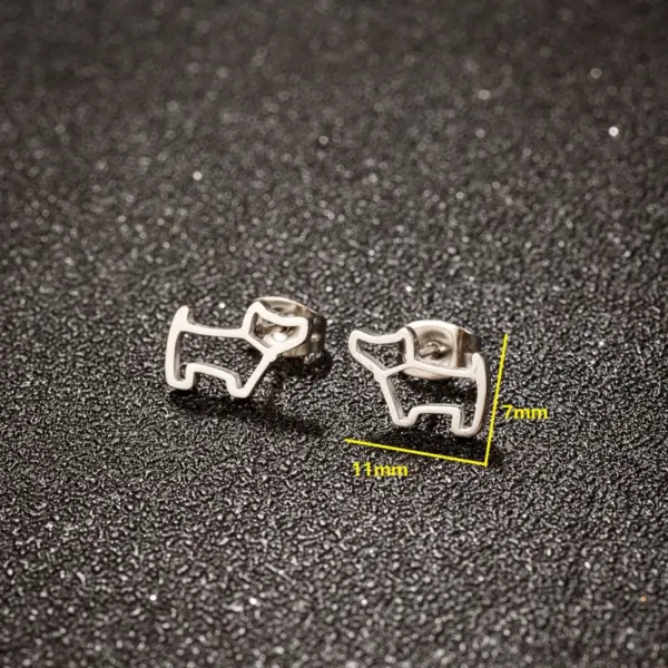 oly-a64b48714b79523d84c1c334ed8db2fa Wholesale PVD Coated 18K Gold Real Gold Plated Dog 304 Stainless Steel Simple Style Waterproof Non Tarnish Ear Studs