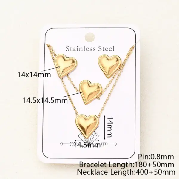 Wholesale Jewelry Casual Basic Vacation Pentagram Heart Shape Simple 304 Stainless Steel 18K Gold Plated Handmade Polishing Plating Jewelry Set