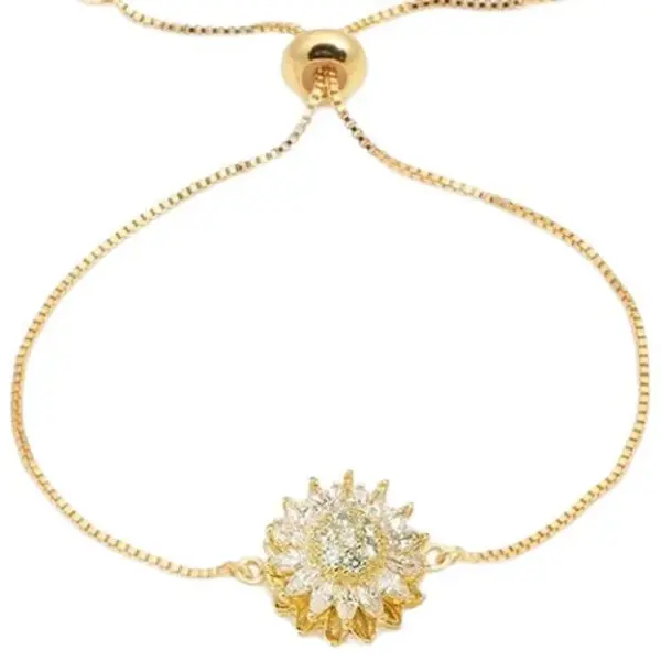 Wholesale Necklace Women's New-New Sunflower New Arrival Diamond-encrusted Sunflower Ins Ring Rotatable Clavicle Chain Jewelry