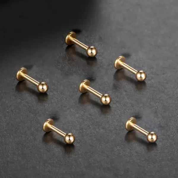 1 Piece Lip Rings Simple Style Classic Style Geometric Pure Titanium Titanium Alloy Plating Inlay Rhinestones 14K Gold Plated White Gold Plated Lip Rings Ear Cartilage Rings & Studs