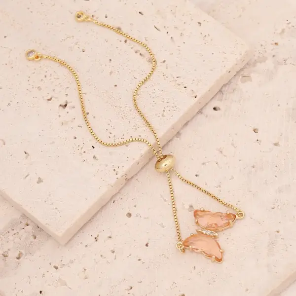 Copper 18K Gold Plated Fashion Gold Plated Inlaid Zircon Butterfly Zircon Bracelets