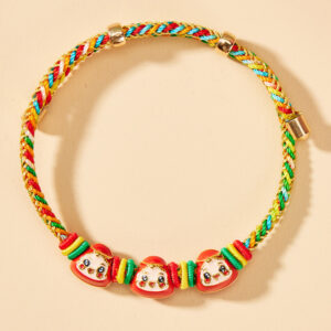 Gold color thread three red rice dumplings baby bracelet