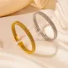 Wholesale 304 Stainless Steel C Shape PVD Coated 18K Real Gold Plated Vintage Style Waterproof Non Tarnish Plating Gold Silver Bangle