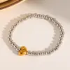 Wholesale 304 Stainless Steel Vacuum Plating (In Furnace) Plated 18K Real Gold Imitation Pearl Heart Shape No Inlay Material Luxury Classic Bracelet