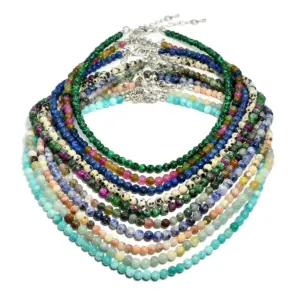 Wholesale Casual Geometric 304 Stainless Steel Artificial Gemstones Natural Stone Vacuum Plating Beaded Chain Necklace In Bulk