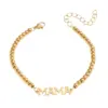 Wholesale Simple Style Classic Style Letter 304 Stainless Steel 18K Gold Plated Beaded Chain Bracelets In Bulk