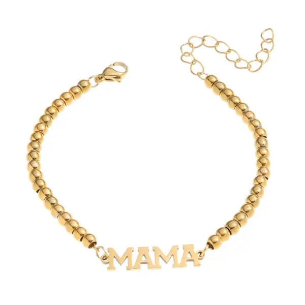 Wholesale Simple Style Classic Style Letter 304 Stainless Steel 18K Gold Plated Beaded Chain Bracelets In Bulk
