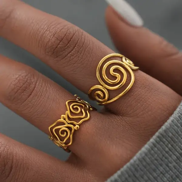 Wholesale Ion Plating (IP) Real Gold Plated 18K Gold Geometric 304 Stainless Steel IG Style Casual Simple Style Waterproof Non Tarnish Open Rings