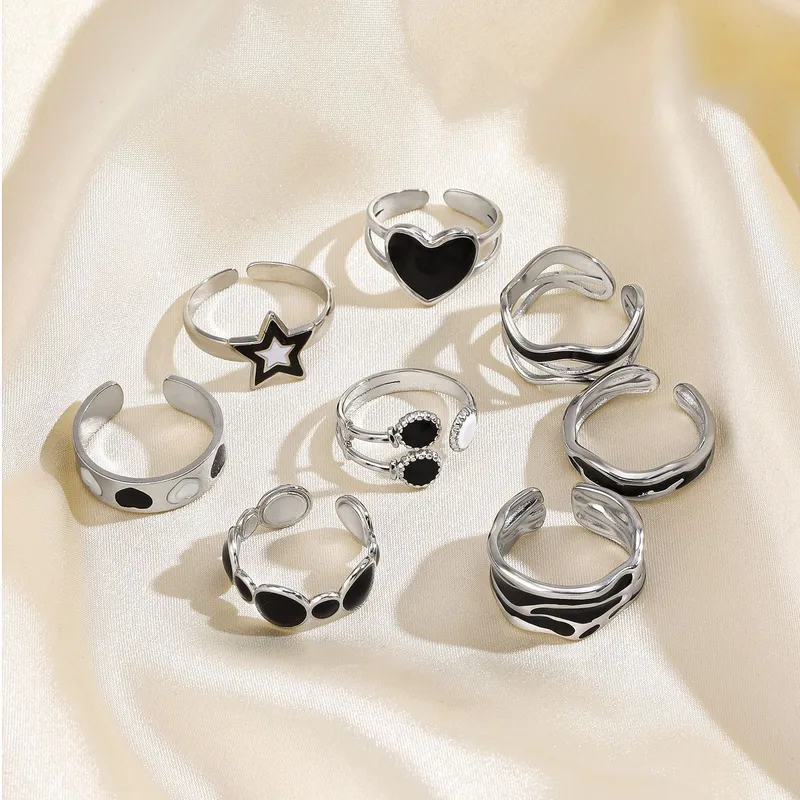 PVD Coated Geometric 304 Stainless Steel Cool Style Waterproof Non Tarnish Open Ring