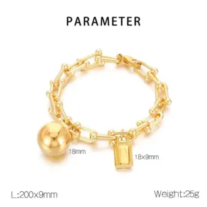 Gold Bracelet Kb181493-Z [Chain Is Copper, Accessories Are Stainless Steel]]
