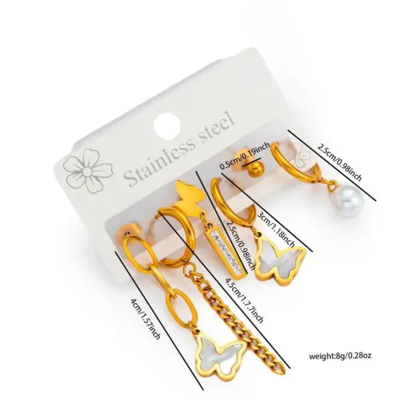 Wholesale 1 Set Modern Style Star Moon Heart Shape Plating Titanium Steel Drop Earrings Ear Studs