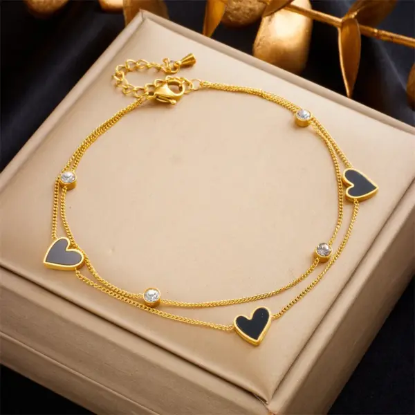 Wholesale Jewelry Simple Style Heart Shape Butterfly Titanium Steel Anklet